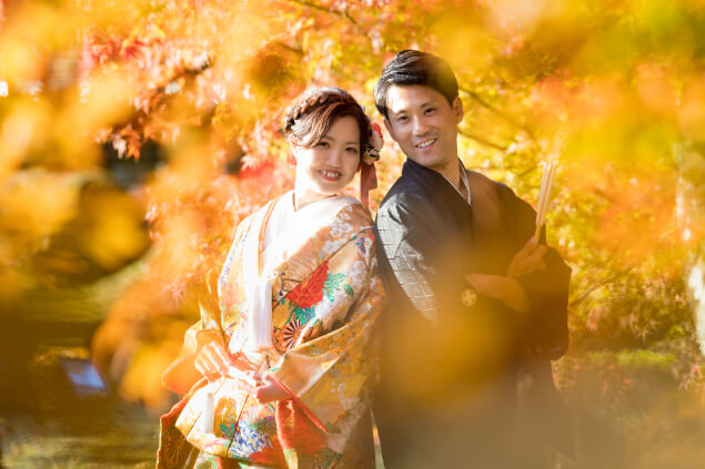 前撮りイメージ：和装　紅葉