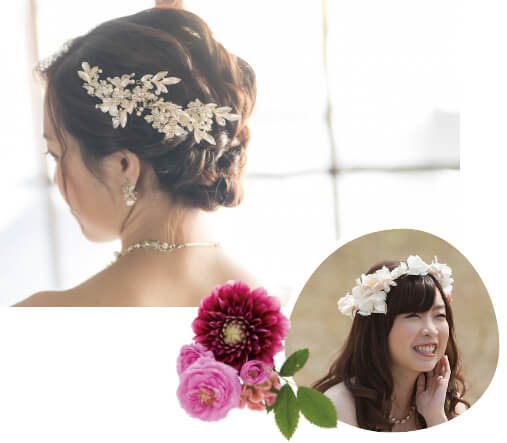 ドレスによく映える素敵なヘアスタイルが叶います。