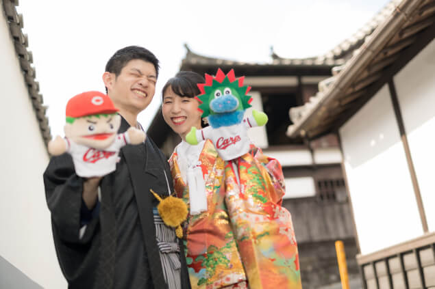 前撮りイメージ：大好きなカープグッズと