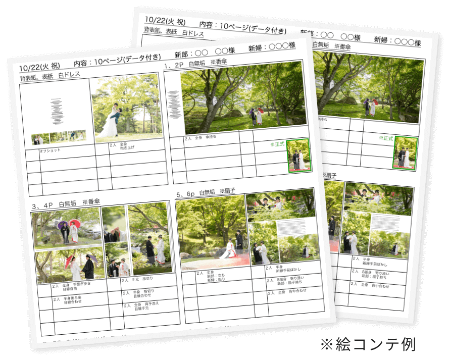 ヒアリングからご希望のイメージなるよう絵コンテを作成します